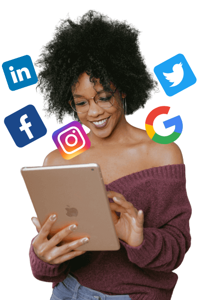 black-lady-checking-digital-marketing-handles-